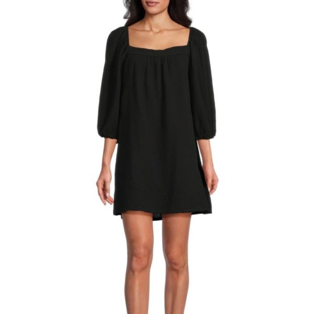 Nation Ltd Carter Squareneck Mini Dress Black Tie Back Gauze Size Medium $216